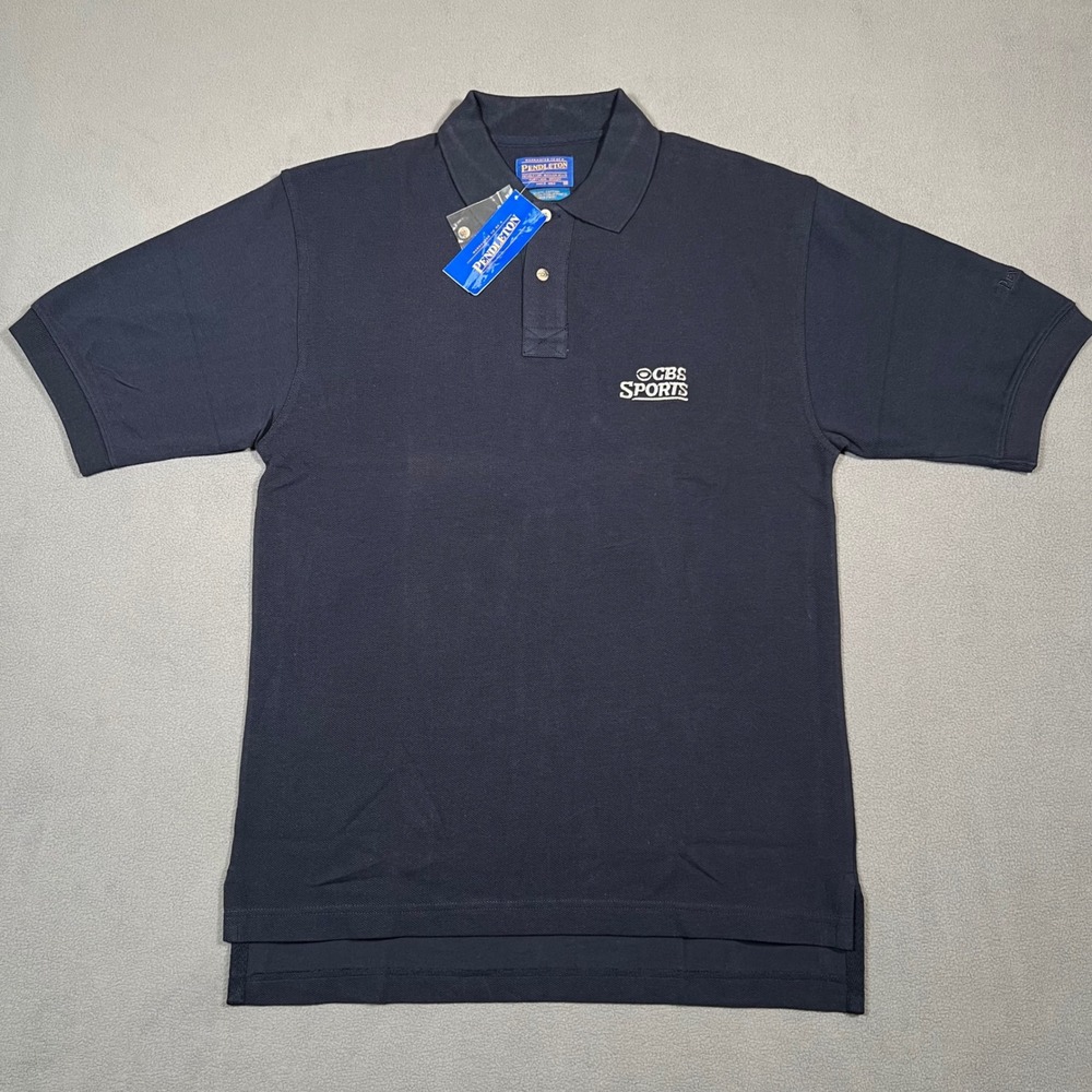 Pendleton CBS‎ Sports Navy Blue Polo Shirt Mens Size Small Cotton Short Sleeve